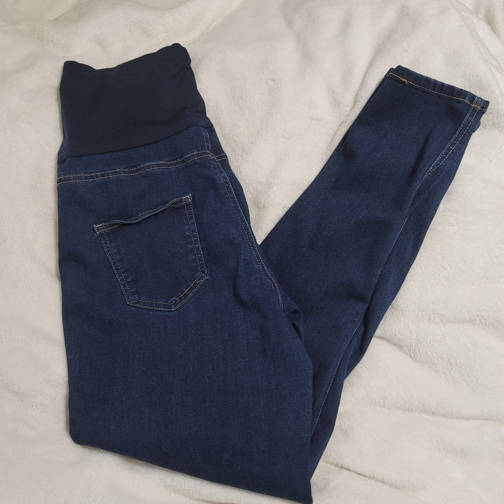 Time And Tru Maternity Jeans Size Medium Dark Wash Skinny Pockets Stretch Panel‎